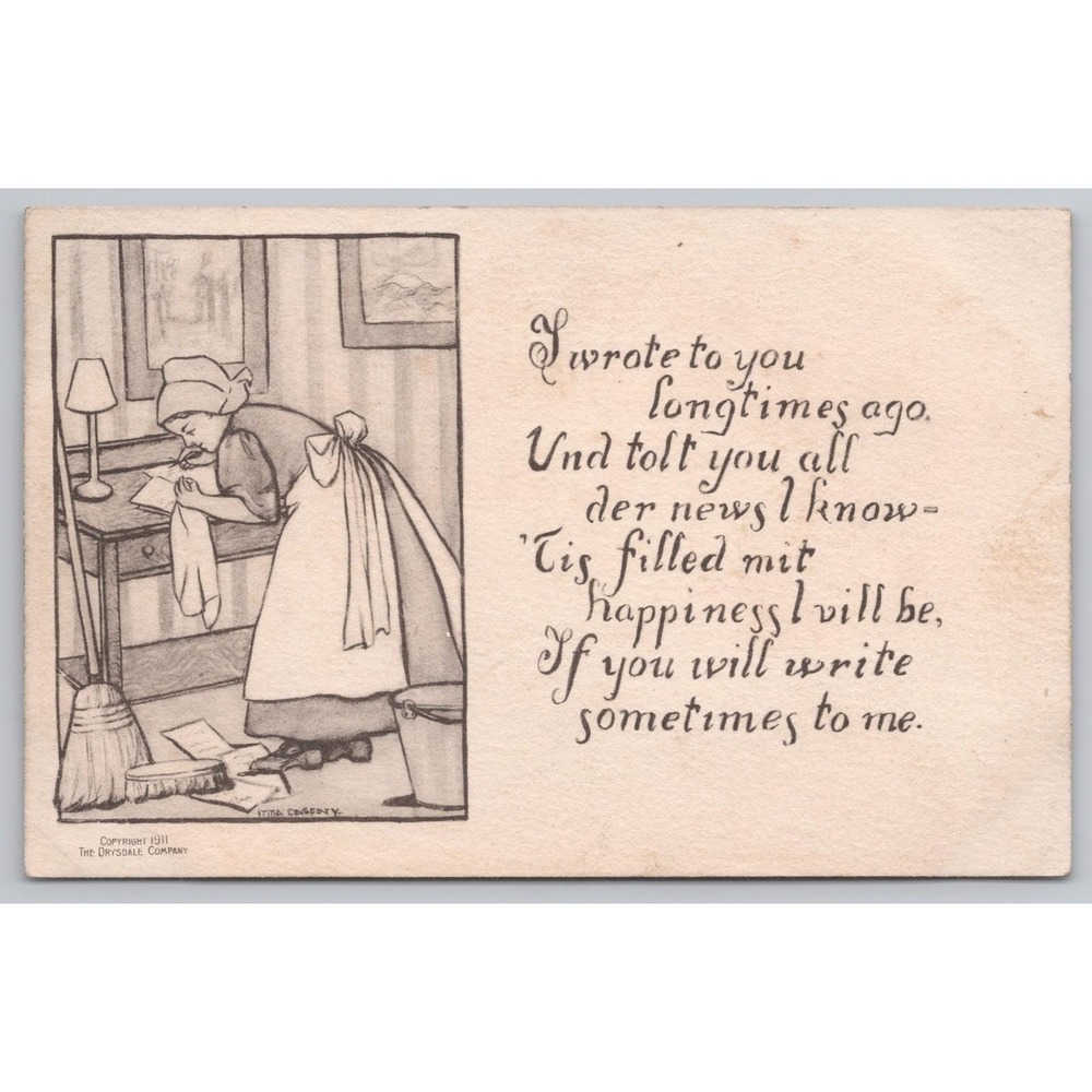 Vintage Drysdale Co Postcard Dutch Woman "Ethnic Humor" Posted 1911 Irma Caspary